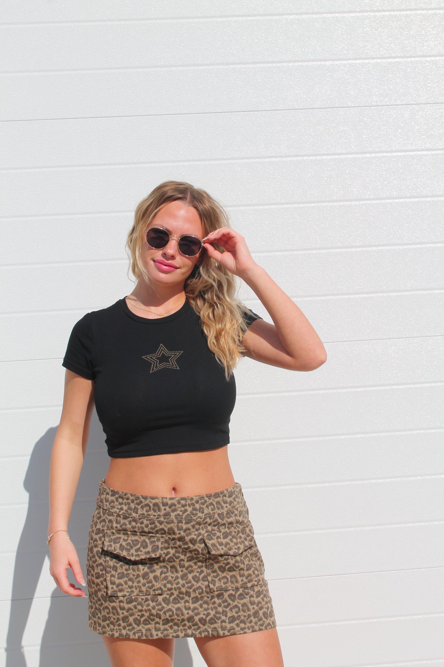 Star Rhinestone Crop Tee